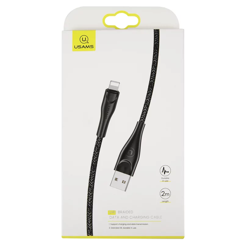 Дата-кабель Usams SJ394 USB-Lightning 2 м, чёрный 3