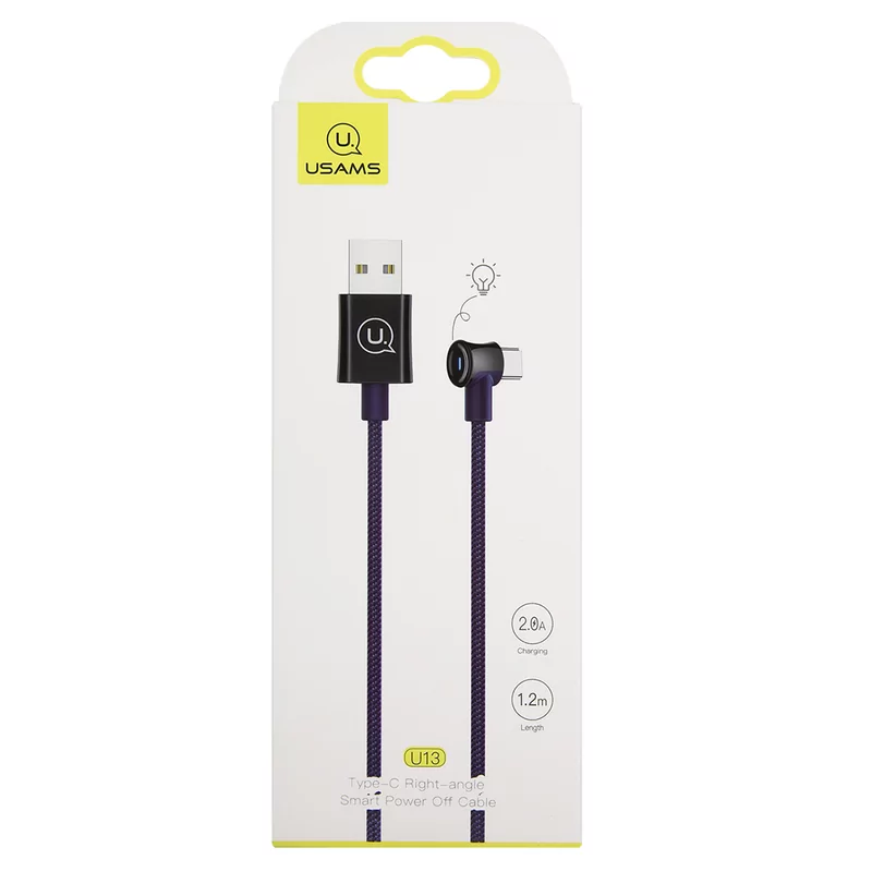 Дата-кабель Usams-U13 USB-Type-C Smart Power-off 1.2 м, синий 7