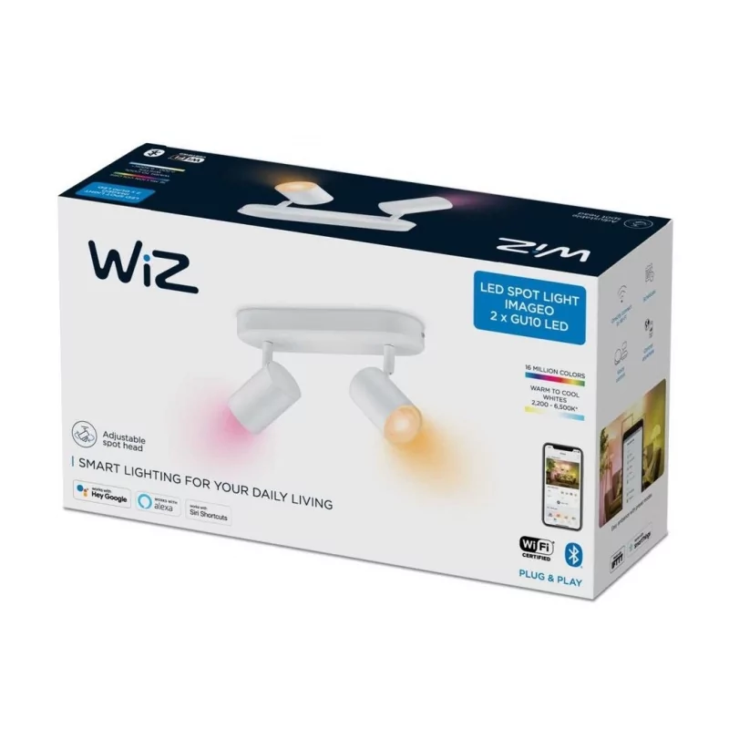 Умный потолочный светильник WiZ Imageo Spots 2x5W B 22-65K RGB, белый 6