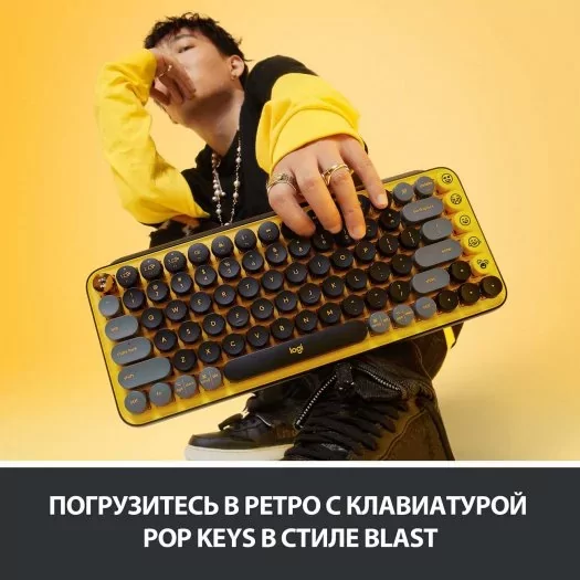 Беспроводная клавиатура Logitech POP KEYS, Blast Yellow 6