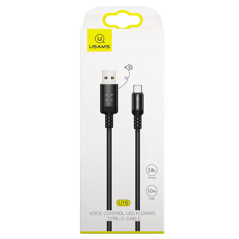 Дата-кабель Usams-U16 LED USB -Type-C 1 м, серый 7