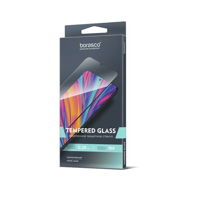 Защитное стекло Borasco Full Glue для Xiaomi Redmi 9A/ 9C, чёрная рамка 4