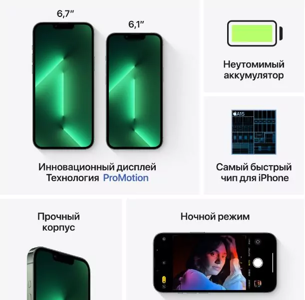 Смартфон Apple iPhone 13 Pro, 128 ГБ, альпийский зелёный 5