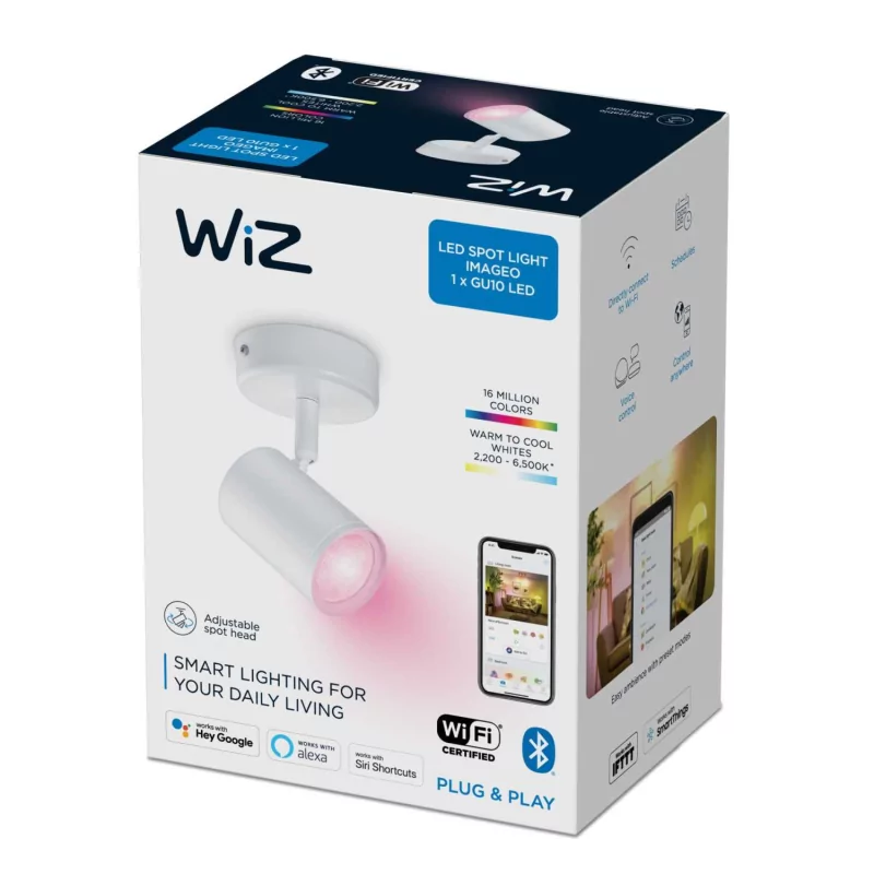 Умный потолочный светильник WiZ Imageo Spots 1x5W W 22-65K RGB, белый 7