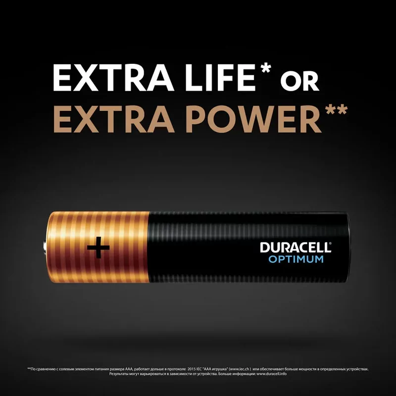 Батарейка ААА Duracell LR03/4BL Optimum 8