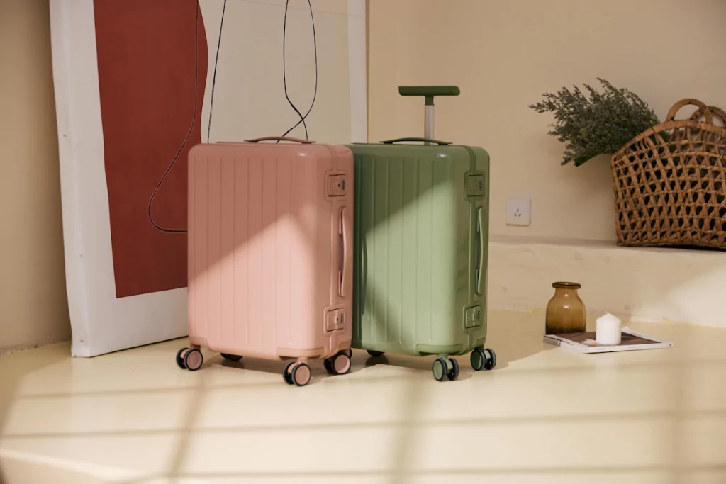 Розовый и зелёный чемоданы