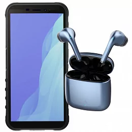 Комплект Смартфон Fplus Pro R570E ОС Аврора + наушники TWS Accesstyle Nimbus чёрный/синий