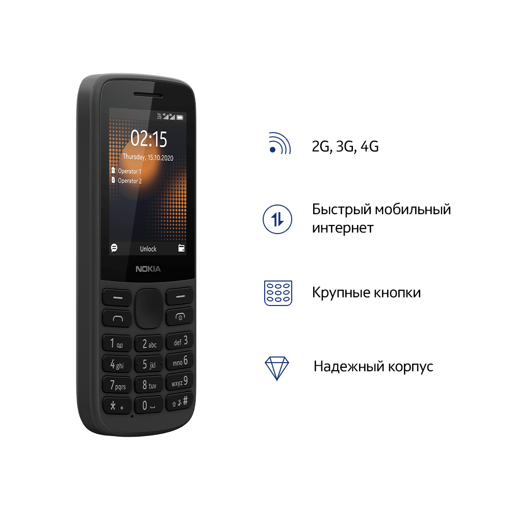 Кнопочный телефон Nokia 215 BLACK купить в Москве по выгодным ценам в  интернет-магазине Всёсмарт