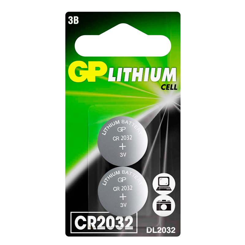 GP Батарейка GP CR2032 литиевая дисковая, 2 шт.