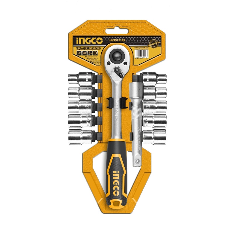 INGCO Набор инструментов 12 шт 1/2" с ключом-храповиком INGCO HKTS12122, 10-21мм, CR-V