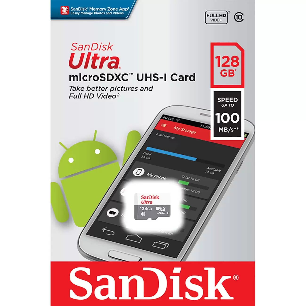 Карта памяти SanDisk Ultra microSDXC 128GB купить в Москве по выгодным  ценам в интернет-магазине Всёсмарт